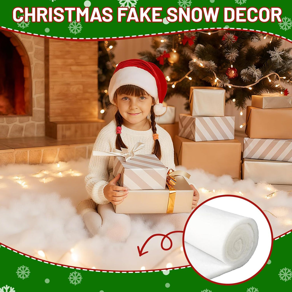 Skiennix Fake Snow Blanket - Thickened 3 x 8 Ft Christmas Decoration | Artificial Snow for Holiday Parties