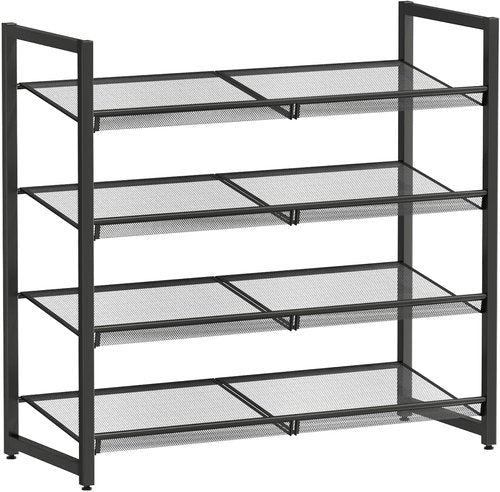 Metal Shoe Rack - 4-Tier Adjustable Organizer for Closet & Entryway | Holds Up to 20 Pairs - Black