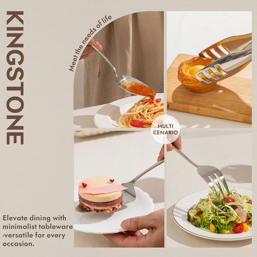 KINGSTONE 8-Piece Serving Utensils Set - Premium 18/10 Stainless Steel for Buffets & Parties
