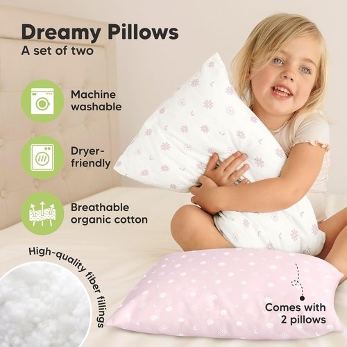 KeaBabies Toddler Pillows - Soft Organic Cotton for Ages 2-5 | 13x18, Machine Washable, Travel & Nap Ready