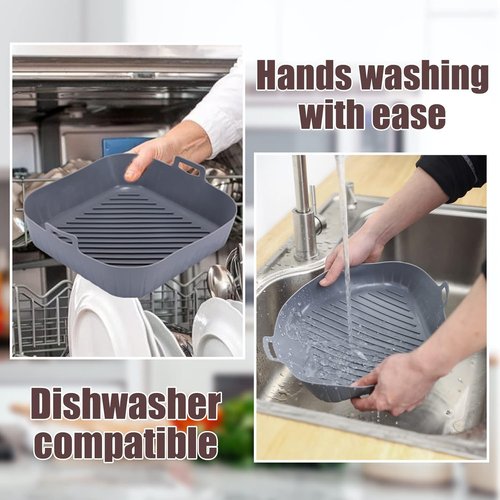 Golden Associate Silicone Liners for Air Fryer - 2 Pcs Non-Stick Reusable Baking Tray | 9" Top Size, 8" Bottom Size