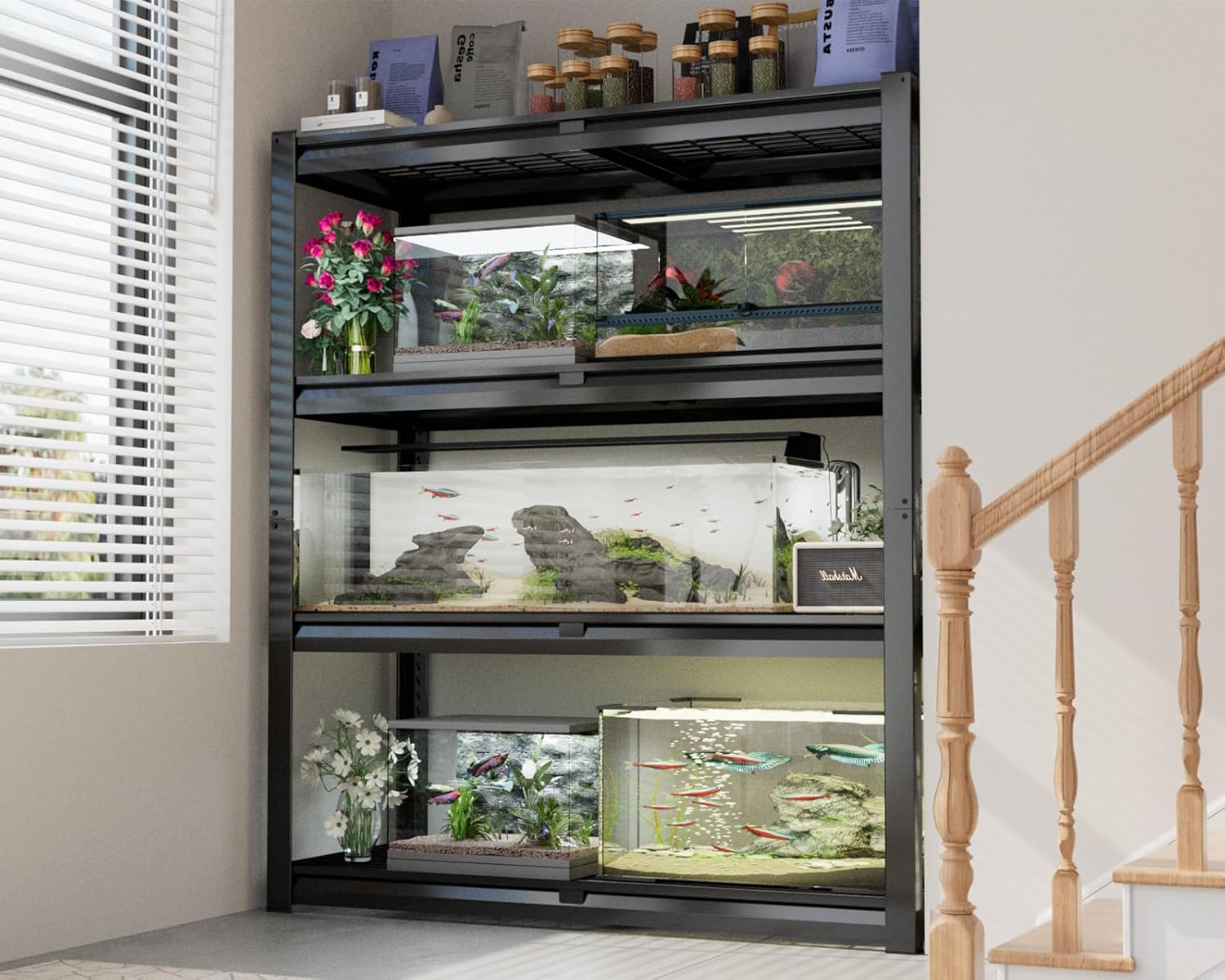 PrimeZone Heavy Duty Garage Shelving - 2200 LBS Capacity, 4-Tier Adjustable Metal Rack | 40" W X 20" D X 60" H