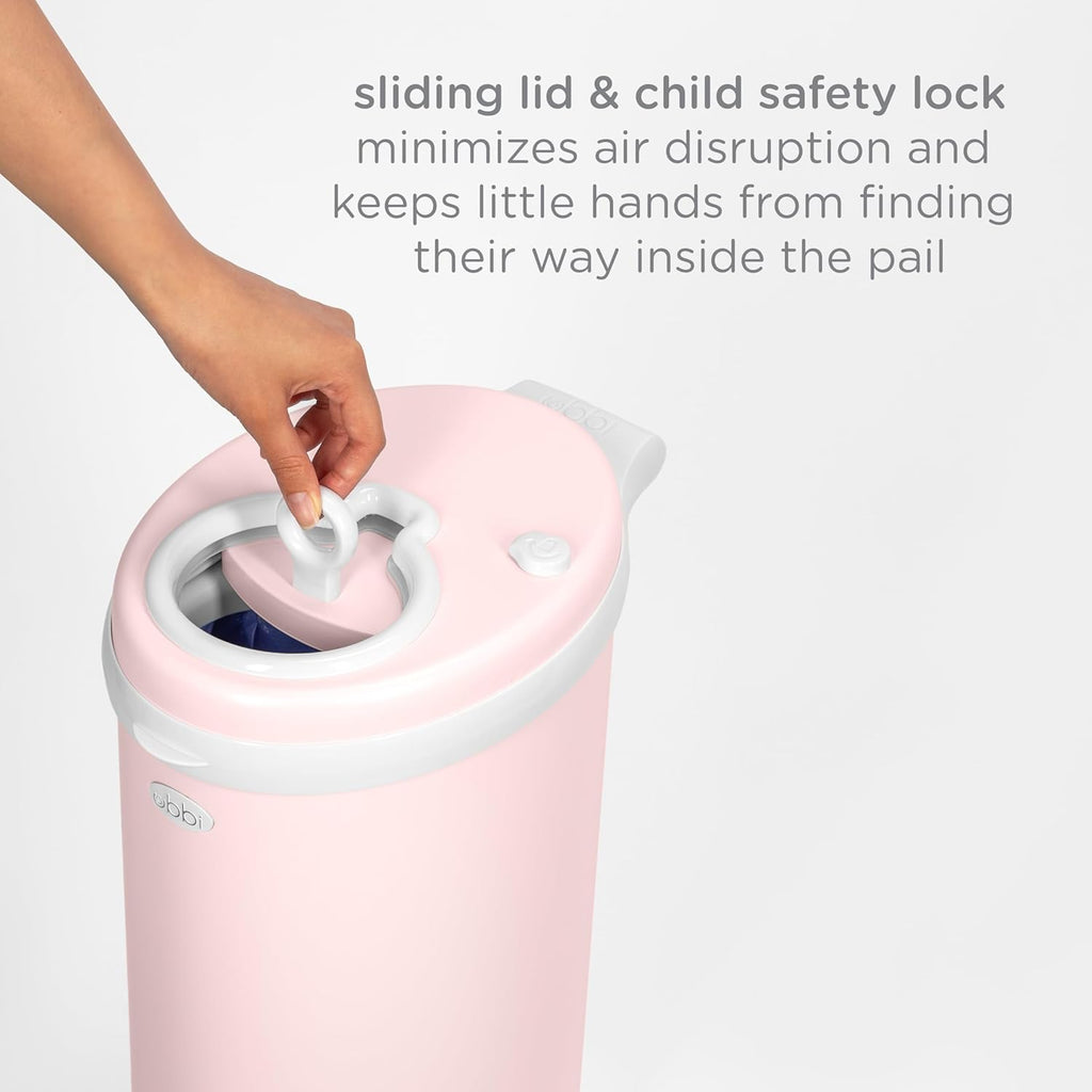 Ubbi Steel Diaper Pail - Odor Locking Design, No Special Bag Needed | Award-Winning, Blush Pink