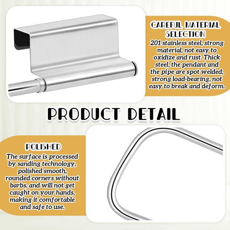 Yaocom 12.4 Inches Cabinet Door Paper Towel Holder Camper Under Sink No Drilling Paper Towel Storage and Dispenser for RV Kitchen Bathroom Laundry Room, Stainless Steel(Silver,2 Pcs)
