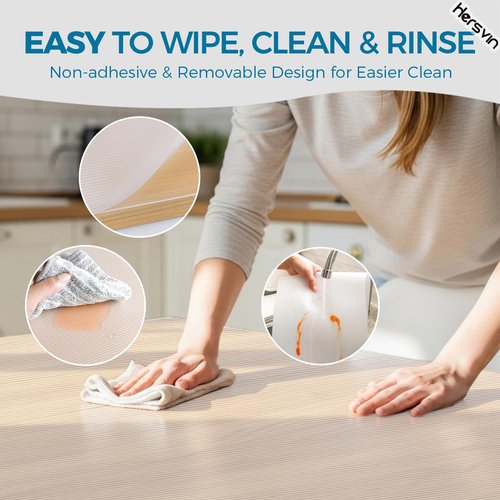 Hersvin Shelf Liners 16 in x 20 ft EVA Drawer Mats, Non-Adhesive Cupboard Protector, Kitchen Cabinet Lining Fridge Liner (Clear Stripe, 40.7x610cm)
