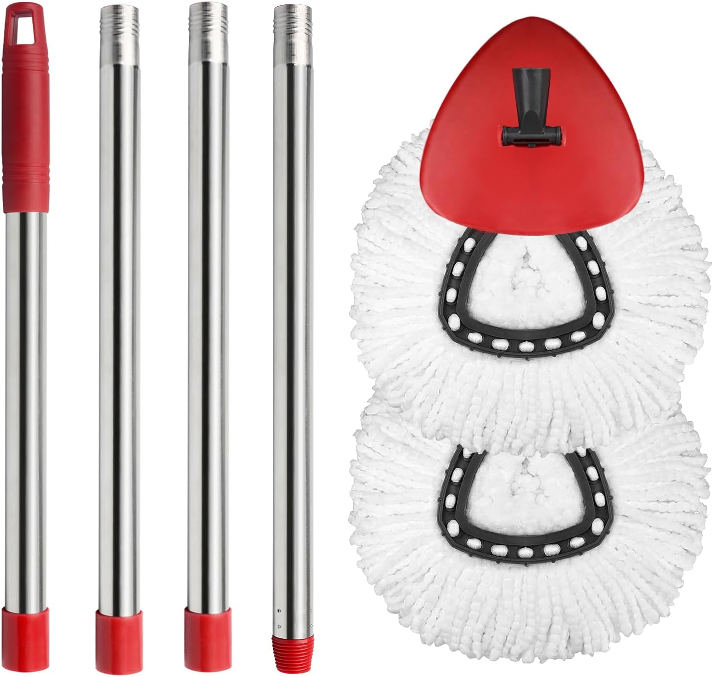 OCedar EasyWring Spin Mop Replacement Set - 2 Mop Heads, 1 Base & Adjustable Handle (30-58in) - White