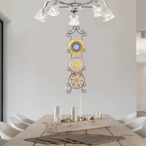 Kokone Plate Hangers for Wall, Metal Plate Rack for Wall,3-Tier Wall Plate Hangers for Plate Up To 8 Inch,Detachable Plate Wall Hangers for Plates Platters Plaques Dishes Artwork Display, Black