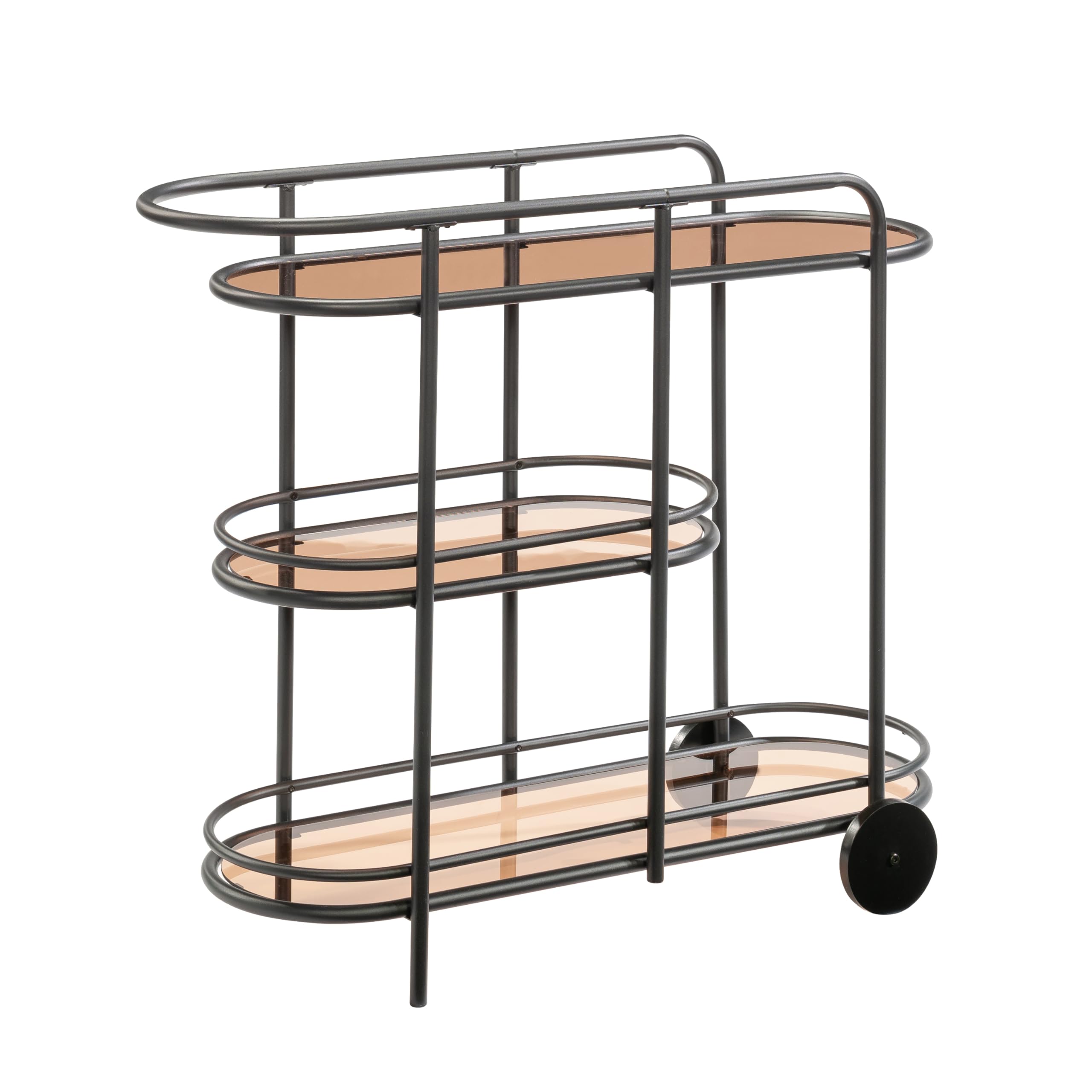 Sauder Coral Cape Bar Cart Metal/Glass, Black Finish