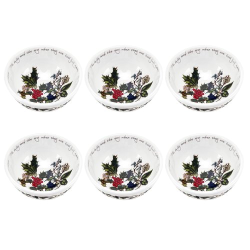 Portmeirion The Holly and The Ivy 5.5" Salad Bowls (Set of 6) - Festive Earthenware for Christmas Dining, Ideal for Salads, Sides, Desserts - Microwave, Dishwasher, Freezer Safe - Seasonal Tableware