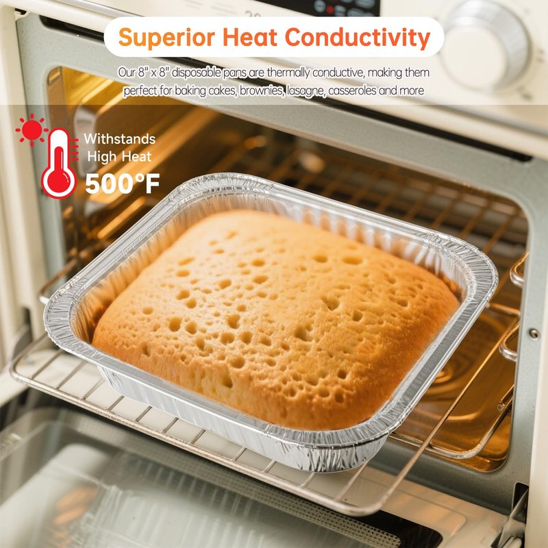 Ezsart 8x8 Aluminum Pans with Lids - 20 Pack Disposable Foil Pans with Lids, Aluminum Containers with Lids for Baking Cake, Holiday Cooking, Heating, Storing, Prepping Food