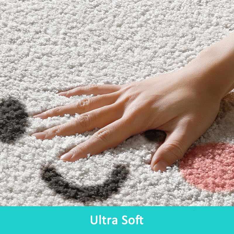 Cloud Shaped Smile Face Bath Mat - Soft Absorbent Non-Slip Rug for Kids Room