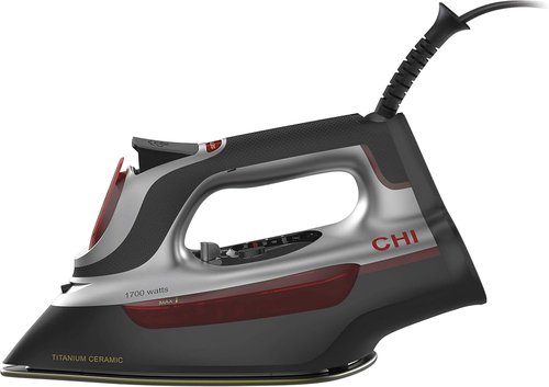 CHI Steam Iron - Professional Grade with Electronic Temperature Control & Titanium Soleplate | 1700 Watts, XL 10' Cord, Silver