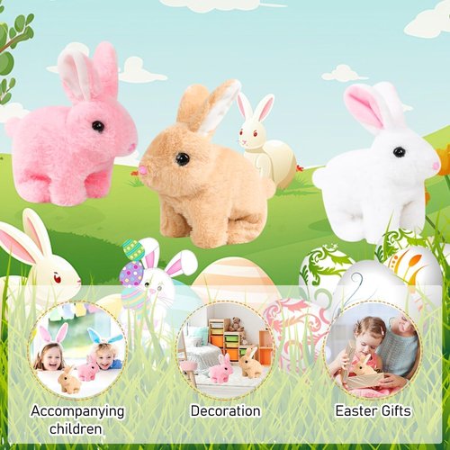 Bunny Realistic Bunny Toy - Interactive Hopping Rabbit with Twitching Ears | Brown