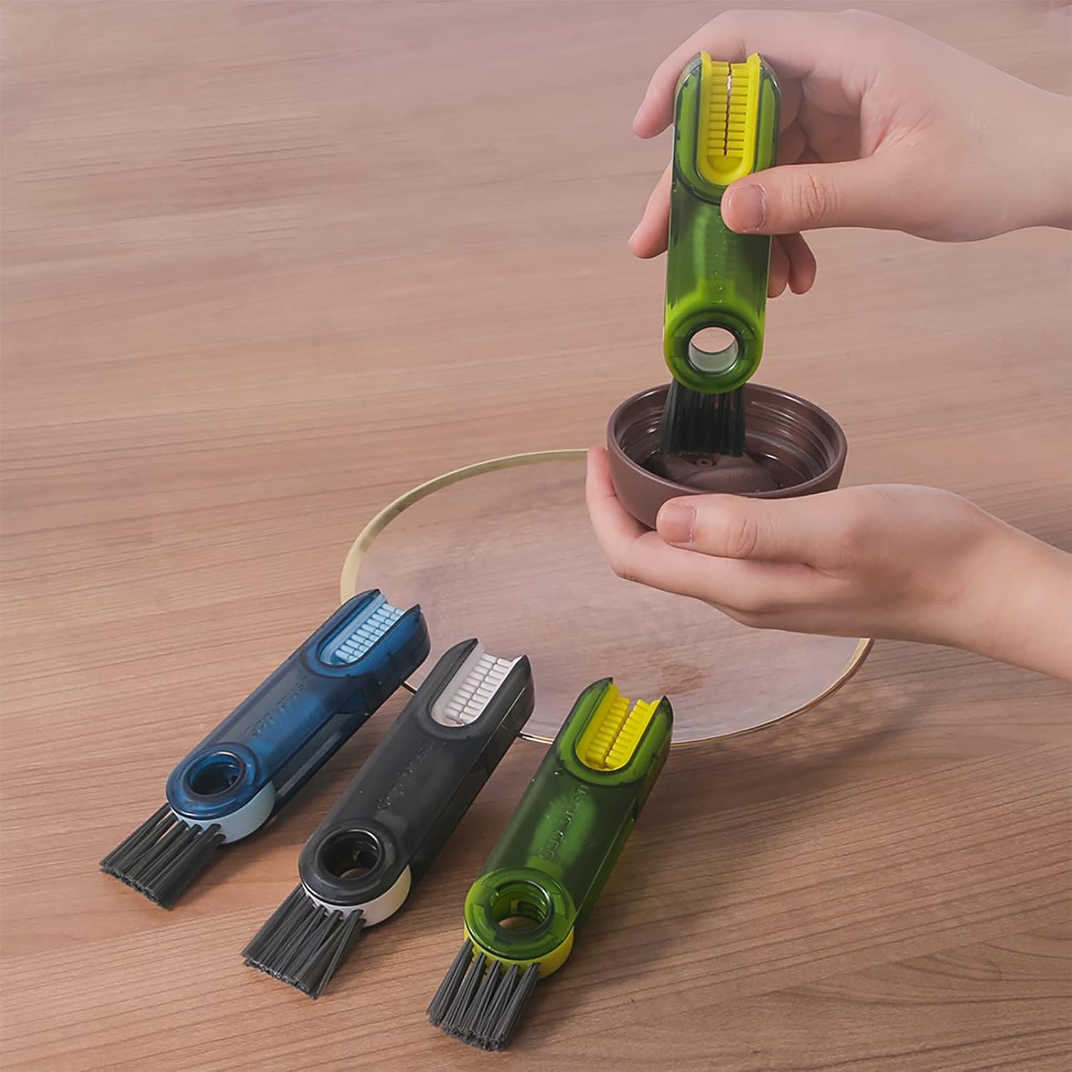 Skiennix 3-in-1 Cup Lid Gap Cleaning Brush Set - Multifunctional Silicone Bottle Cleaner | Kitchen Tool