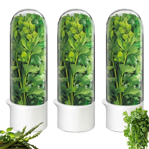 Rkssws Herb Saver for Refrigerator, Cilantro Container for Fridge, Fresh Herbs Lettuce Keeper for Refrigerator Parsley Mint Leaves Fresh Herb Keeper, Refrigerato Storage for Fresh for 2-3 Weeks