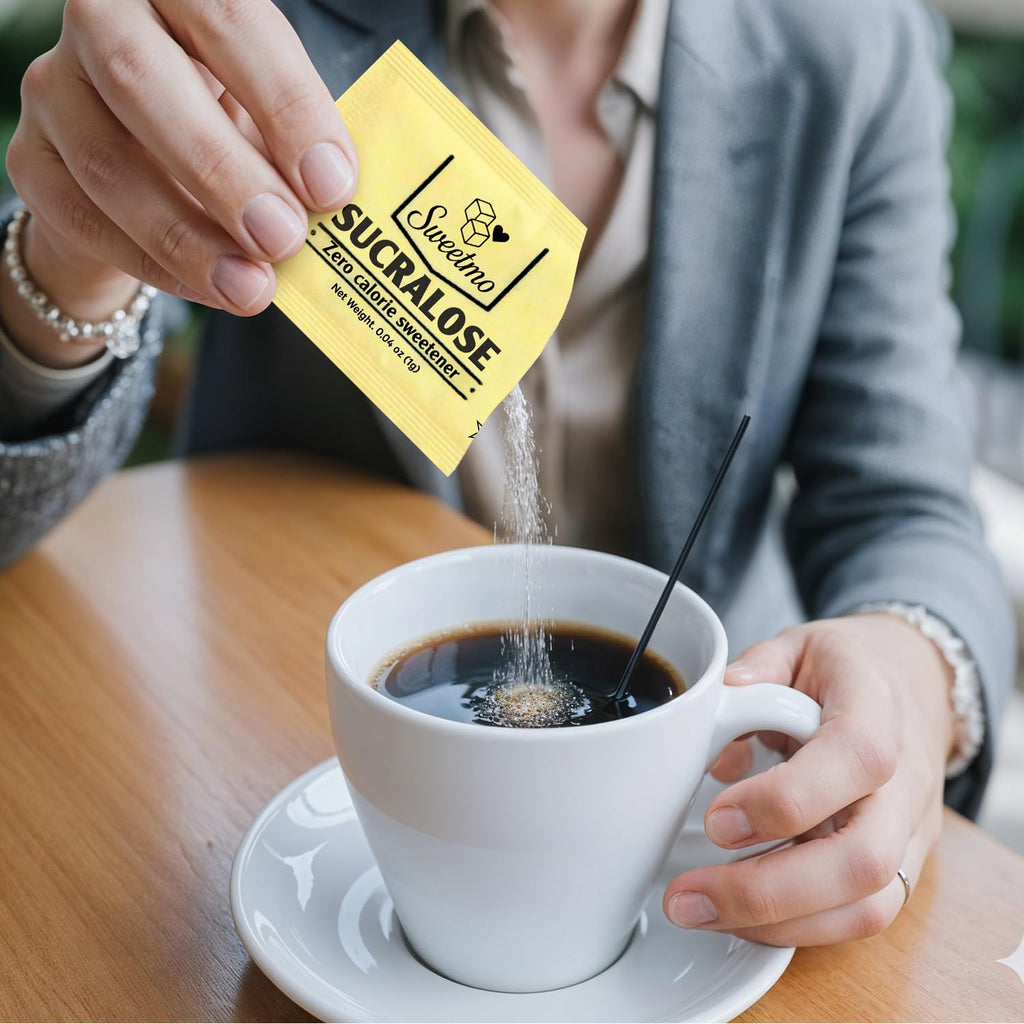 Sweetmo Sugar Packets Variety Pack - Sucralose, Raw, Cane Sugar & Stirrers - 400 Count for Coffee & Tea