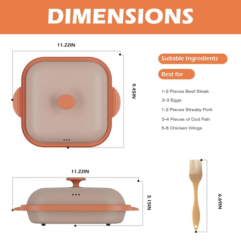 Microwave Grill Pan with Cover | Microwave Bacon Cooker | Griller & Crisper Pan for Grilling, Frying, Browning and Crisping | Microwave Cookware for Grill Meat | Dishwasher Safe for Dorms,Office,RV