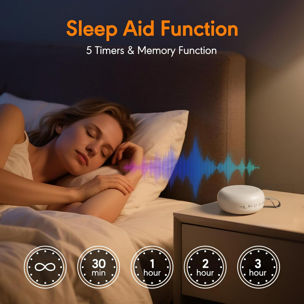Skiennix White Noise Machine - Portable Sound Therapy with 33 Soothing Sounds & Timer for Sleep, Travel, Nursery, Home