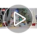VCUTEKA Alpine Village Christmas Village Scene with Rotating Train & Skaters - Holiday Decor