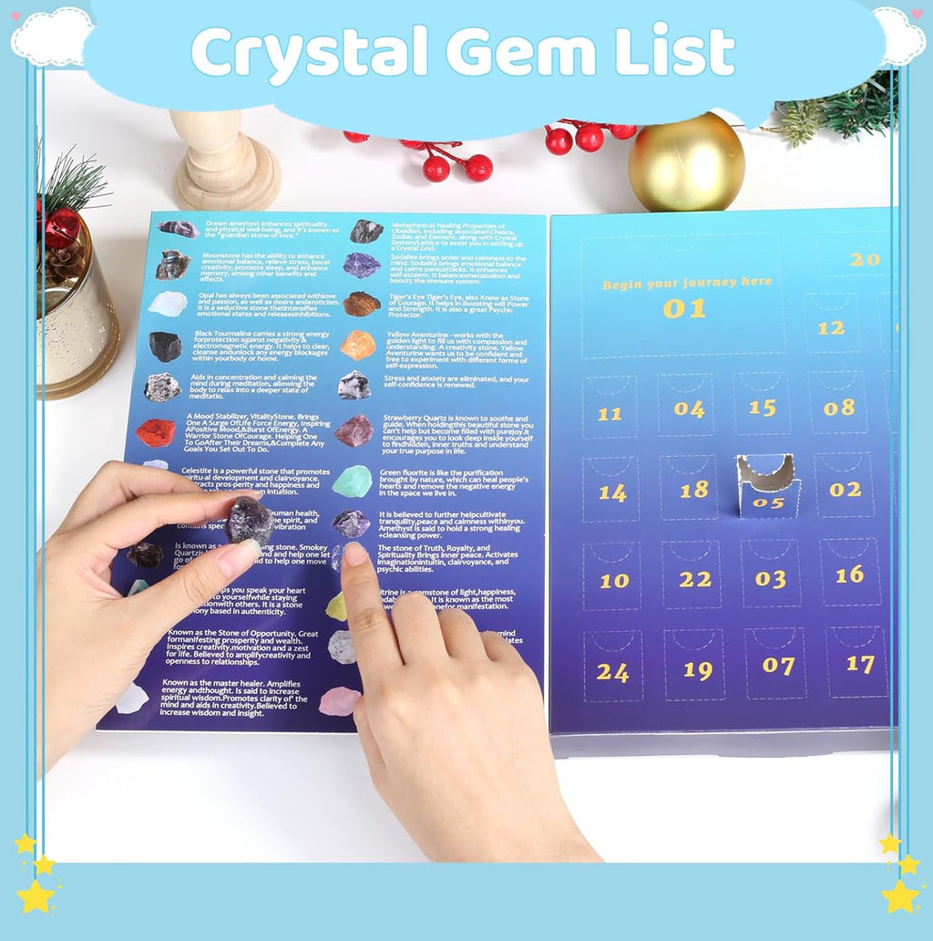 ZHIYUXI Crystal Advent Calendar 2025 - Rock Collection with 24 Gemstones for Christmas Countdown