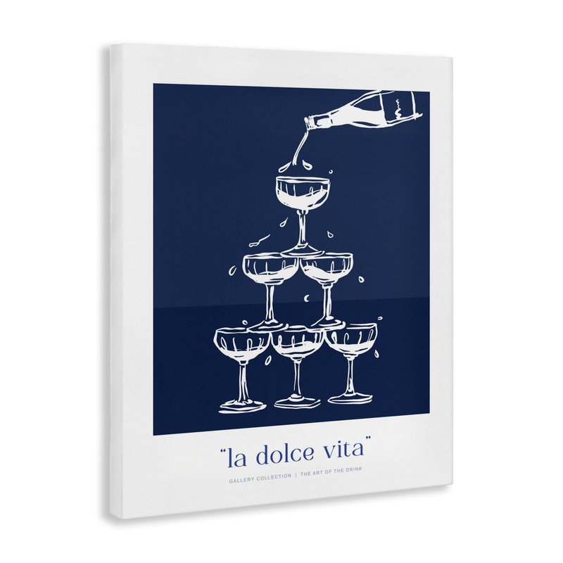Stupell Industries Navy Champagne Tower Canvas Wall Art design by Lettered and Lined, 20 x 16