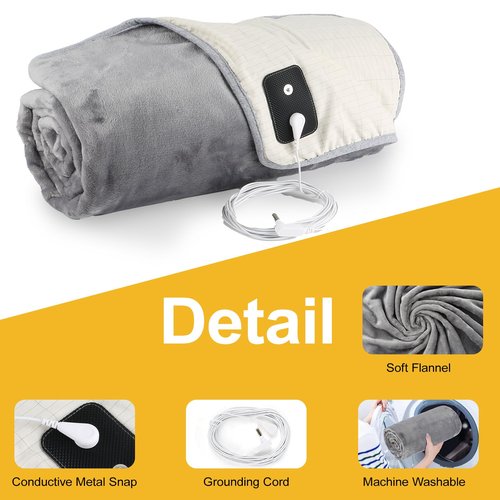 F FINEC Grounding Blanket for Improving Sleep and Help with Anxiety, Soft Flannel Earthing Blanket Grounding Throw with Silver Fiber Cotton Lining, Earth Grounding Cord Included, Grey 54"x60"