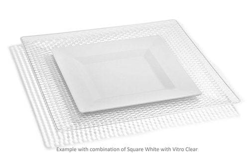 " OCCASIONS " 40 Plates Pack, Heavyweight Disposable Wedding Party Plastic Plates (9.5’' Dinner Plate, Square white)