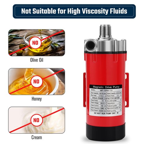 Wort Beer Pump for Brewing, 304 Food Grade Homebrew pump Stainless Steel Head Brew Pump with Inline Switch & 1/2" NPT Thread