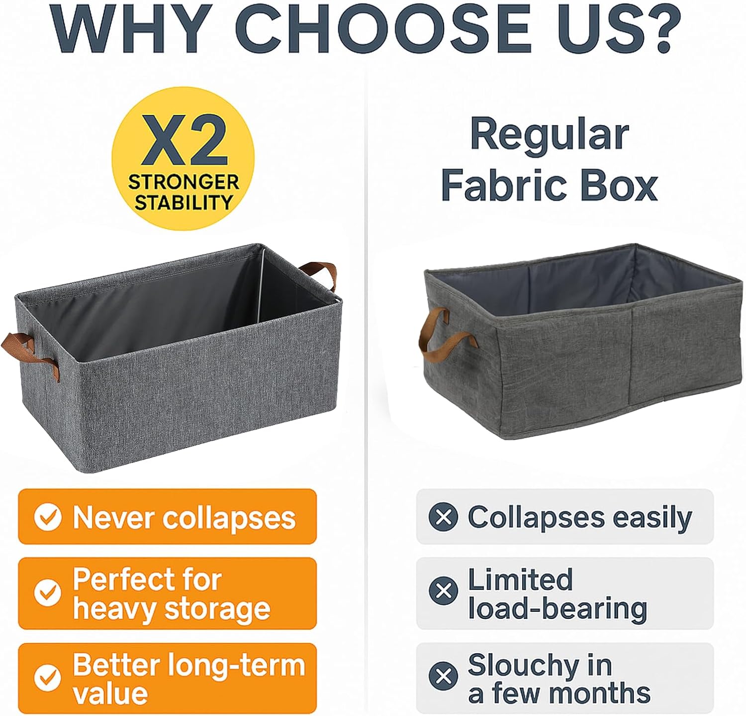 Skiennix 6 Pack Storage Cubes - Reinforced Steel Frame, Collapsible Fabric Bins | Large Gray Baskets (18.5"x11"x7.9") for Organization