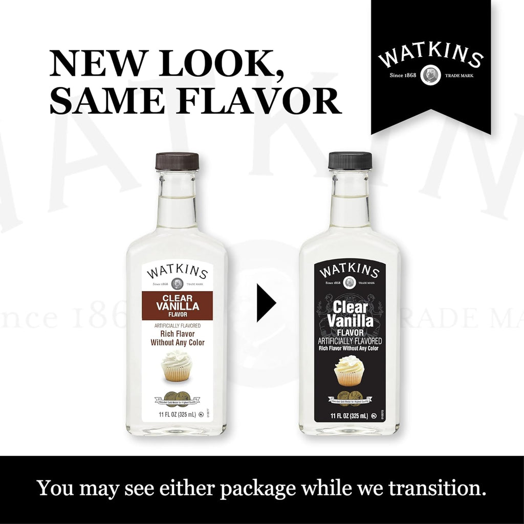 Watkins Clear Vanilla Flavor - 11 Fl. Oz. Bottle | Pure, Versatile Ingredient for Baking & Cooking