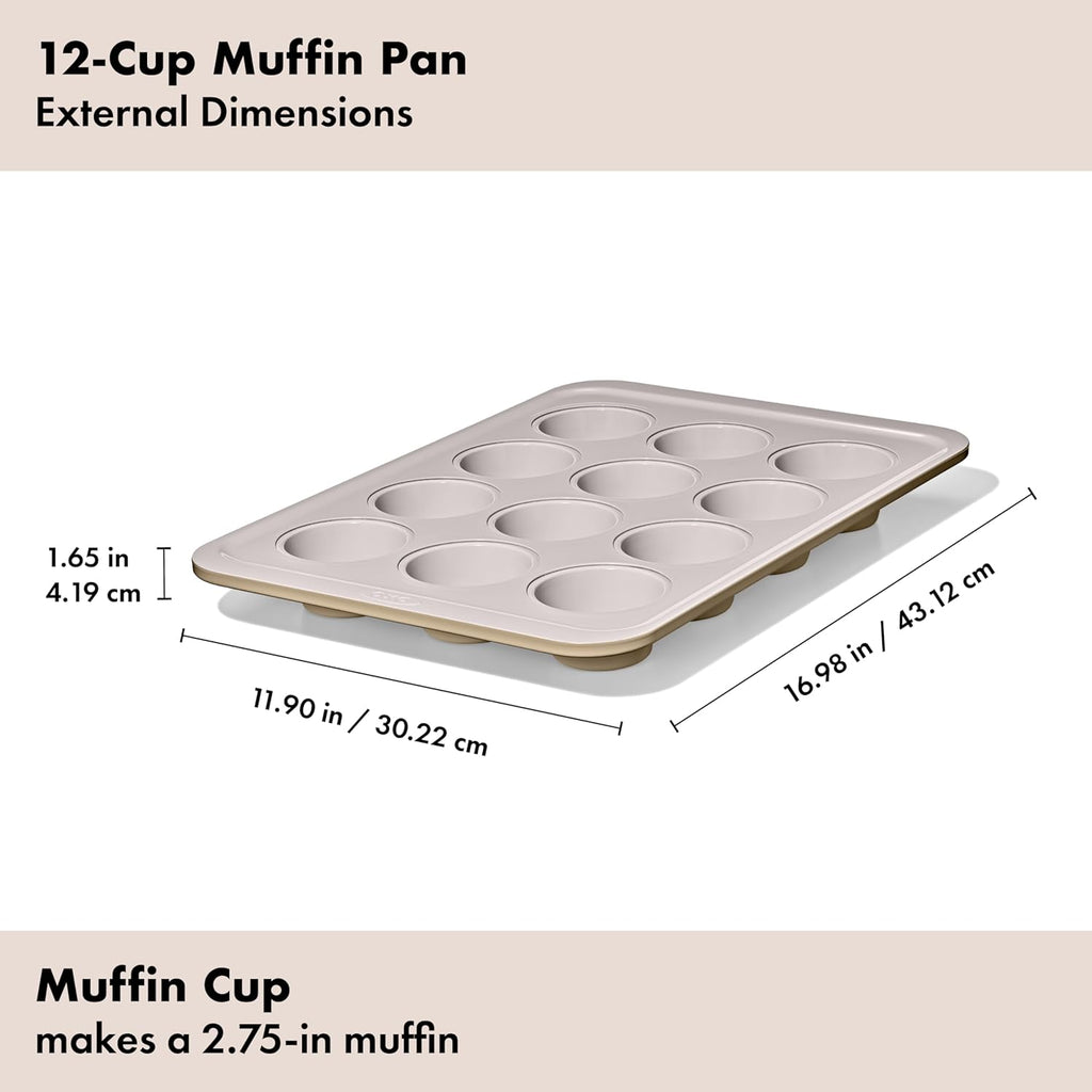 OXO Good Grips 12-Cup Non-Stick Muffin Pan - Ceramic Coated Metal Bakeware for Perfect Biscuits