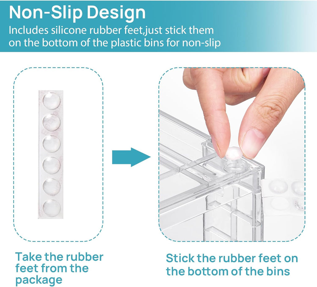 Vtopmart Clear Stackable Storage Drawers - Easy Assembly Organizers for Kitchen & Bathroom | 4 Pack