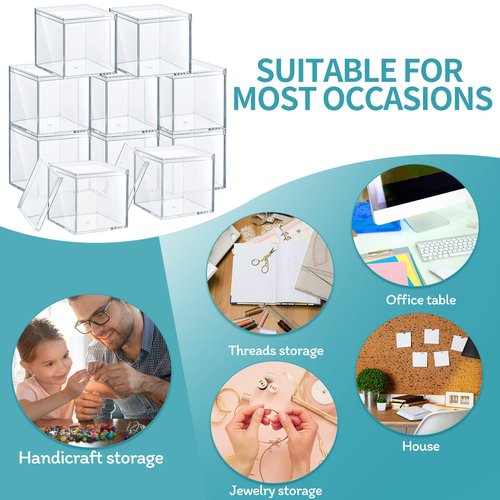 Yulejo 30pcs Sturdy Acrylic Storage Boxes, Clear Plastic Square Cube Containers with Lid, 3.3 x 3.3 x 3.3 Inch, for Candy, Jewelry, Organizer, Storage Boxes