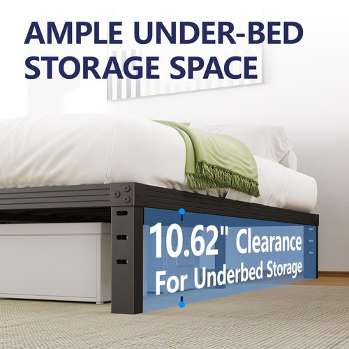 Furnitui 12 Inch High Platform Twin Bed Frame, Metal Bed Frame Twin No Box Spring Needed, Easy Assembly, Noise Free, Sturdy, Black