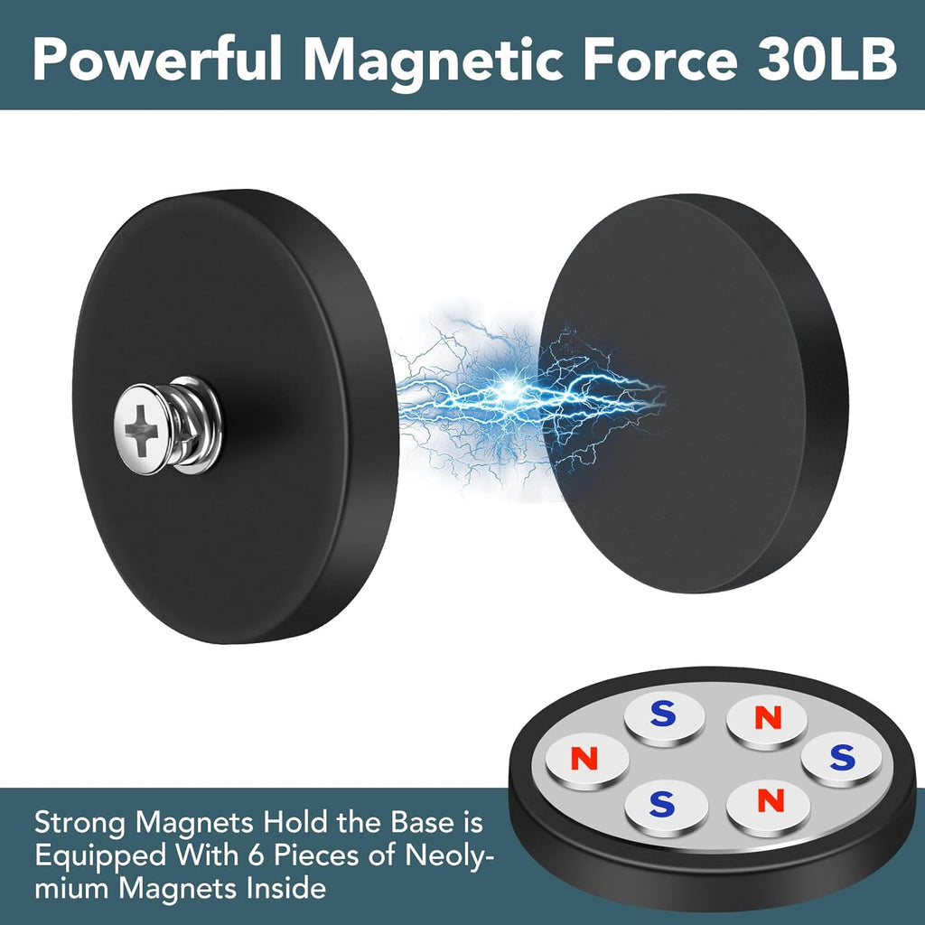 N52 Magnetic Hooks by Skiennix - 30lbs Heavy-Duty Strength with 4 Rubber Coated Anti-Scratch Mounting Magnets