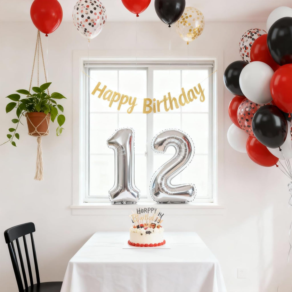 Red and Black Balloons - 60PCS 12 Inch Metallic Confetti for Birthday, Wedding & Baby Shower Decor