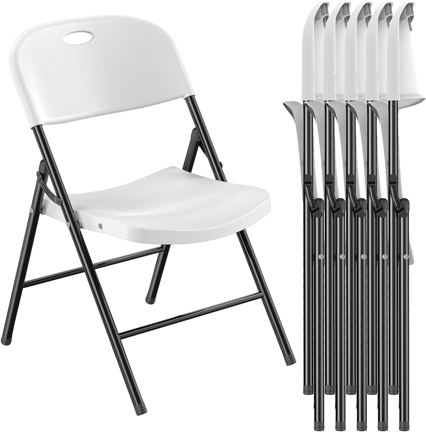 Nazhura Heavy Duty Folding Chair - 350 Weight Limit, Reinforced Steel Frame | White for Indoor & Outdoor Use