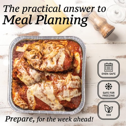 Aluminum 8x8 Foil Pans by [Brand Name] | 55 Pack Disposable Baking Pans for Easy Food Prep & Heating