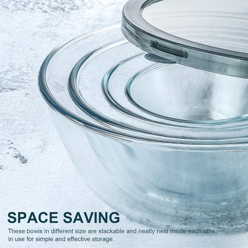 MCIRCO Glass Mixing Bowls Set - 4 BPA-Free Nesting Bowls for Meal Prep & Food Storage | 0.8-4.8 Qt