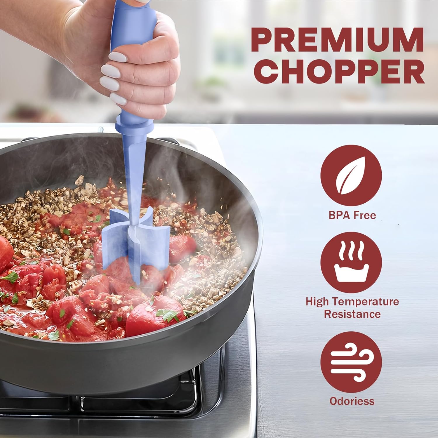 Skiennix Meat Chopper Set - Premium Heat Resistant Hamburger Grinder | 2 Pcs Purple Smasher Tool