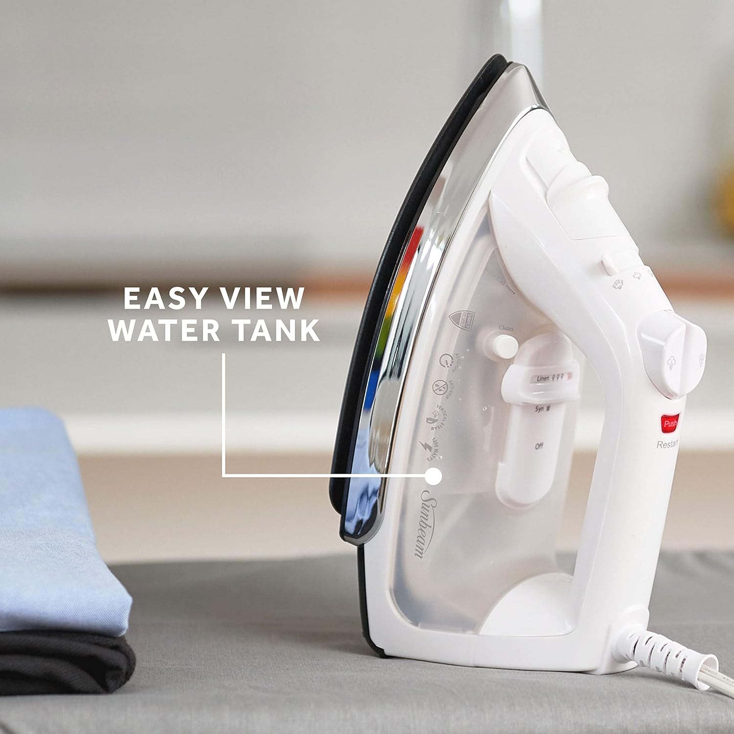 Sunbeam Classic Steam Iron - 1200 Watt Anti-Drip Nonstick Soleplate | 8' Swivel Cord & Auto Shut-Off