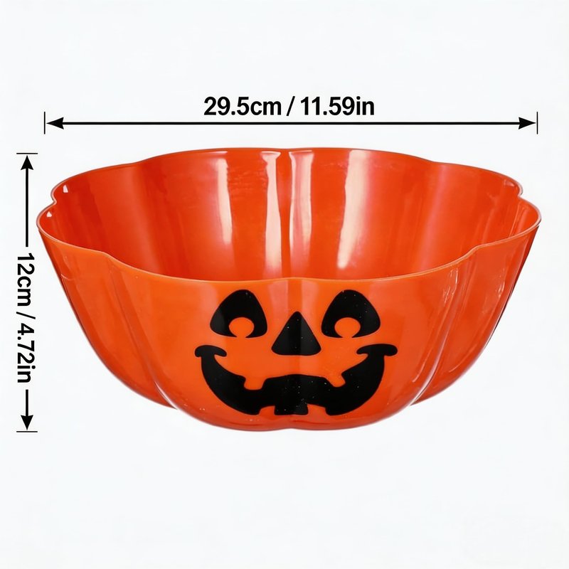 MHFOOU Halloween Candy Bowl, Large Plastic Halloween trick or treat bowl, Pumpkin Candy Bowl Fruit Salad Bowl for Party Decor Supplies, 11.6x4.7 Inch