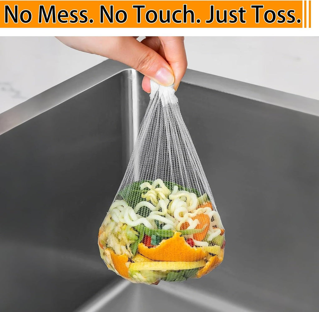 Skiennix 400 Pack Disposable Sink Strainer Bags - Ultra-Fine Elastic Mesh Food Catcher for Kitchen Drains