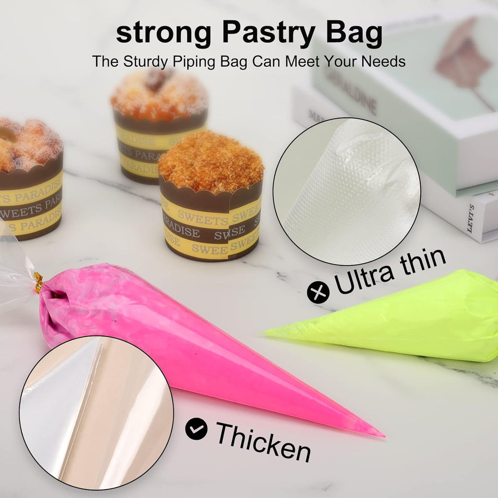 Tamodan 12-Inch Disposable Piping Bags - 100 Pack Thickened & Explosion-Proof for Pastry Making