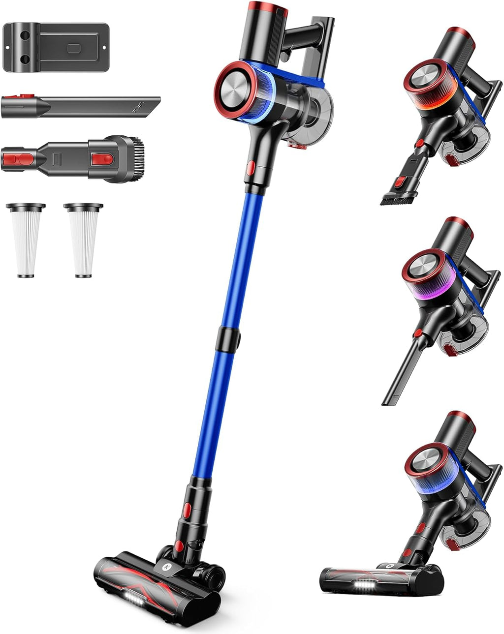 NADALY Cordless Vacuum Cleaner - 550W 45Kpa Suction | 65-Minute Runtime, LED Display, 8-in-1 for Home & Pet Hair