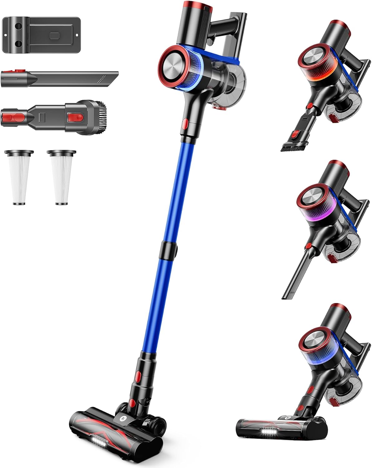 NADALY Cordless Vacuum Cleaner - 550W 45Kpa Suction | 65-Minute Runtime, LED Display, 8-in-1 for Home & Pet Hair