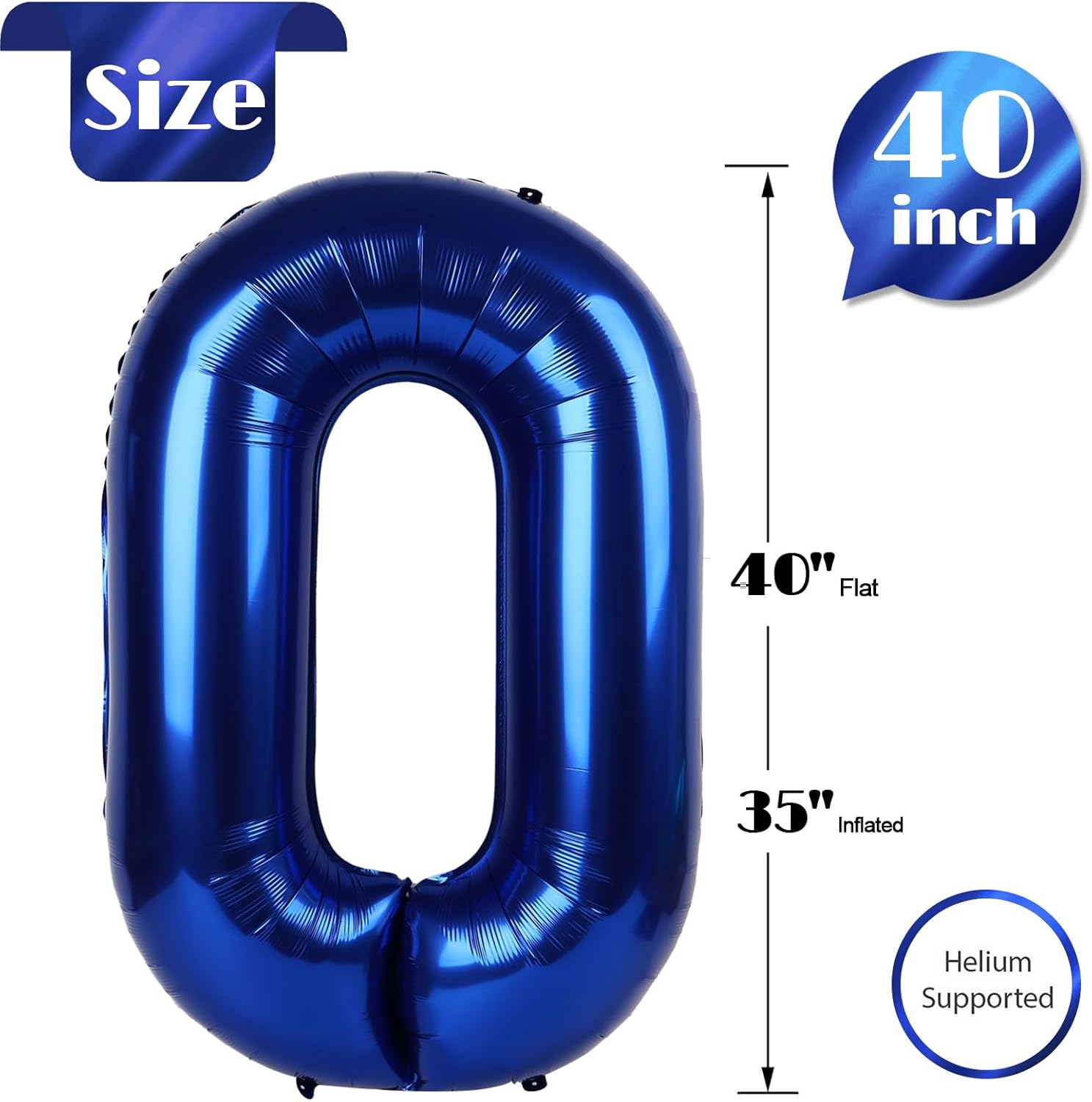 Number Balloons by Night Blue - 40 Inch 0 Balloon for Birthday Decorations | Perfect for Celebrations