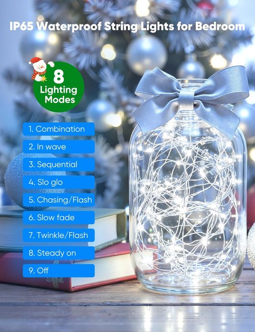 Minetom 12 Pack Battery Operated Fairy String Lights - 8 Modes, 7ft Waterproof Silver Wire, Perfect for DIY Decor & Events