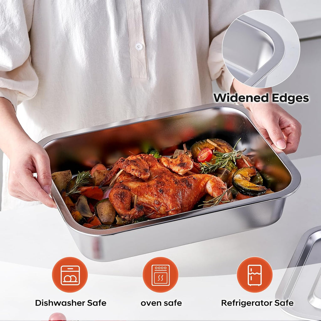 Regine Switzerland 4-Piece Extra Deep Lasagna Baking Pan Set - 11x14 Inch Nonstick Casserole Dishes with Lids