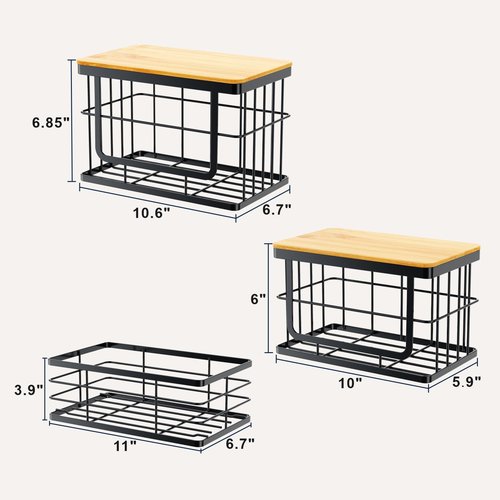iSPECLE Garbage Bag Dispenser - 2 Pack Trash Bag Dispenser with Bamboo Top for 13 Gallon Bag, Pull Out One Bag at A Time, Easy to Install, Trash Bag Holder for Pantry, Under Sink, Small and Large